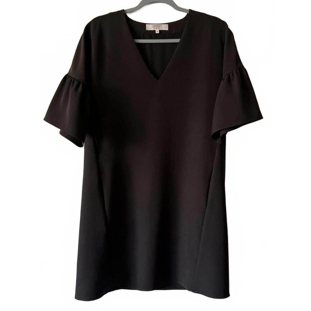 Crosby by Mollie Burch Black V-Neck Dress with Flared Sleeves Size Small